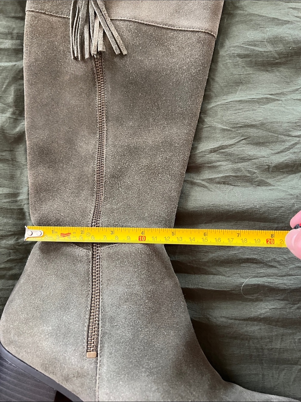 Naturalizer Olive Suede Knee Boot with Tassel - Picture 5 of 10